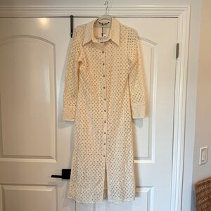 NWT Zara Embroidered Fitted Eyelet Dress